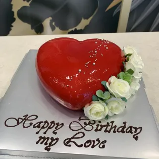 Floral Heart Mousse Cake Edmonton | Tisto Cakes
