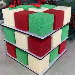 Christmas Cube cake 3 tiers